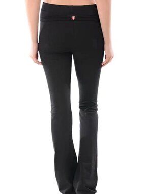 T-PARTY Fold Over Waist SOLID BOOTCUT Yoga Pants stretch knit flare sz M